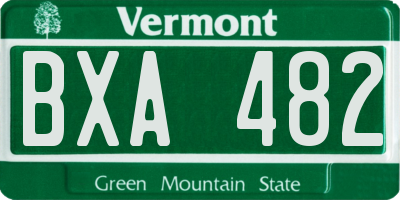 VT license plate BXA482