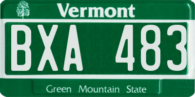 VT license plate BXA483