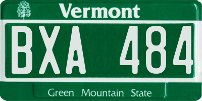 VT license plate BXA484