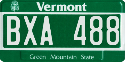 VT license plate BXA488