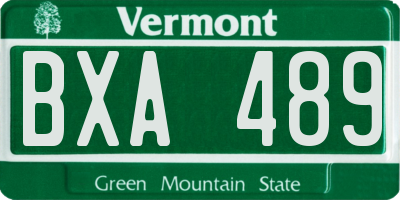 VT license plate BXA489