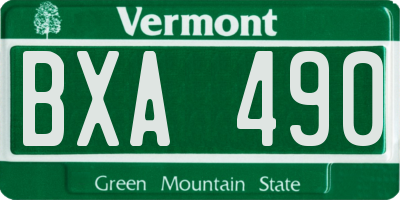 VT license plate BXA490