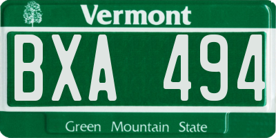 VT license plate BXA494