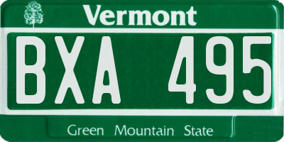 VT license plate BXA495