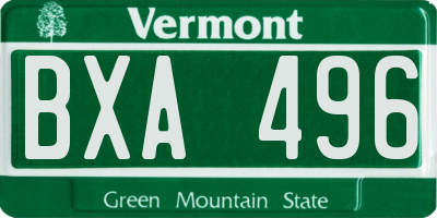 VT license plate BXA496
