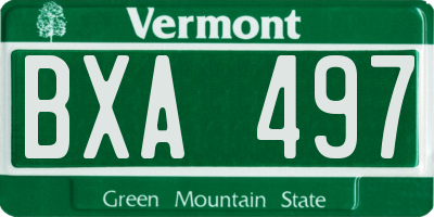 VT license plate BXA497