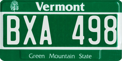 VT license plate BXA498