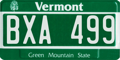 VT license plate BXA499