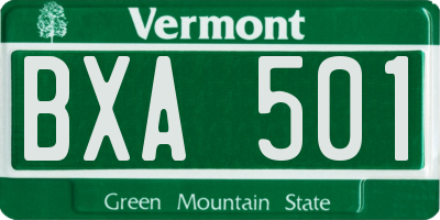 VT license plate BXA501