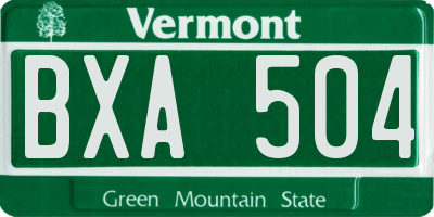 VT license plate BXA504