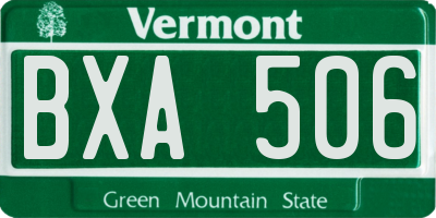 VT license plate BXA506