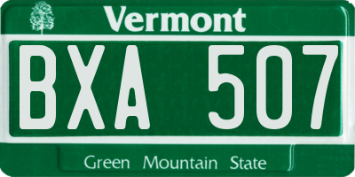 VT license plate BXA507