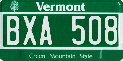 VT license plate BXA508