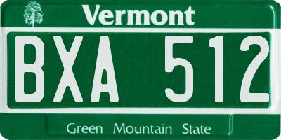 VT license plate BXA512
