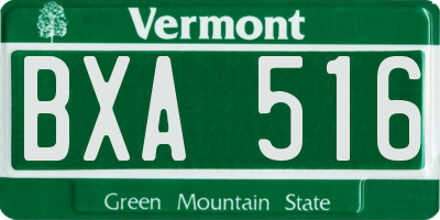 VT license plate BXA516