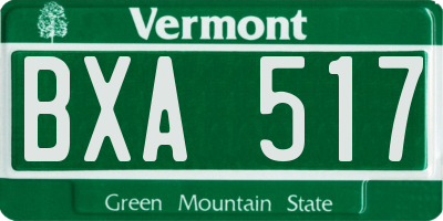 VT license plate BXA517