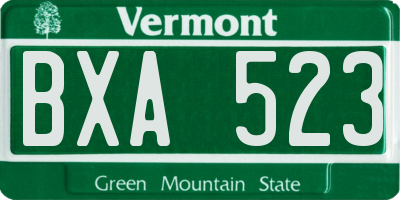 VT license plate BXA523