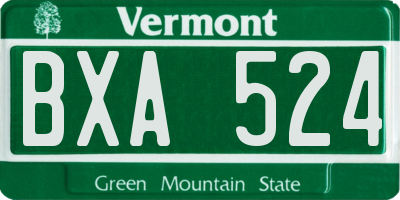 VT license plate BXA524
