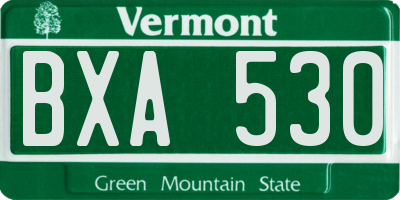 VT license plate BXA530