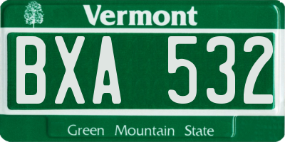 VT license plate BXA532