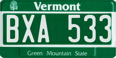 VT license plate BXA533
