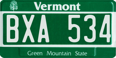 VT license plate BXA534