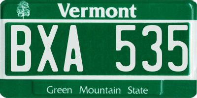 VT license plate BXA535