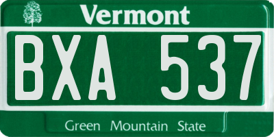 VT license plate BXA537