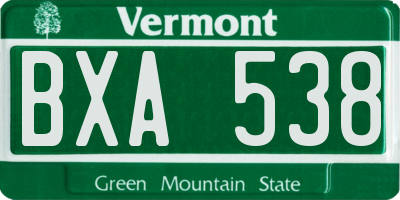 VT license plate BXA538