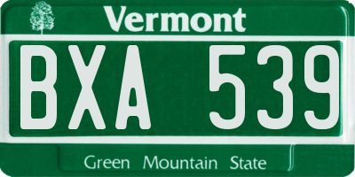 VT license plate BXA539