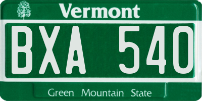VT license plate BXA540