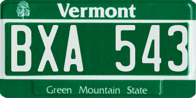 VT license plate BXA543