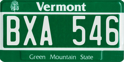 VT license plate BXA546