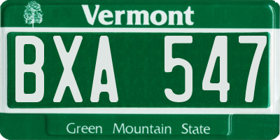 VT license plate BXA547