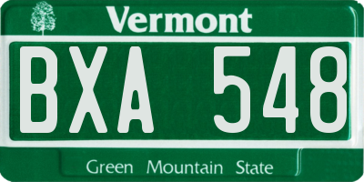 VT license plate BXA548