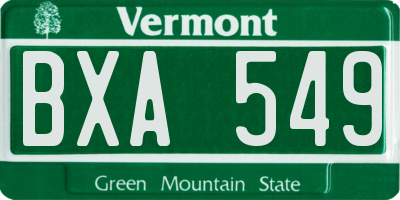 VT license plate BXA549