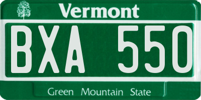 VT license plate BXA550