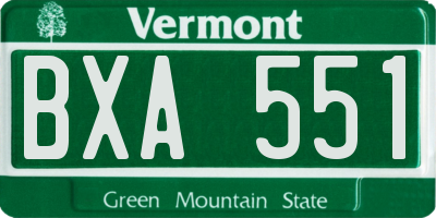 VT license plate BXA551