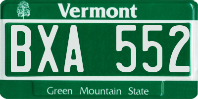 VT license plate BXA552