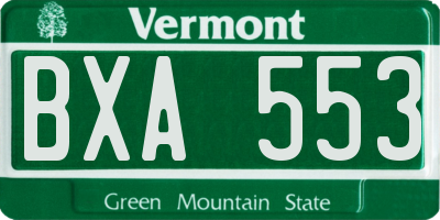 VT license plate BXA553