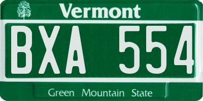 VT license plate BXA554