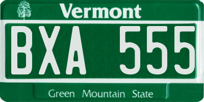 VT license plate BXA555