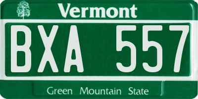 VT license plate BXA557