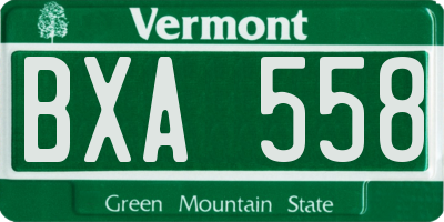 VT license plate BXA558