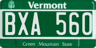 VT license plate BXA560