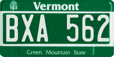 VT license plate BXA562