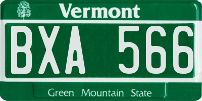 VT license plate BXA566