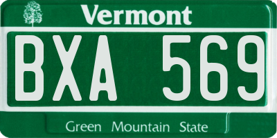 VT license plate BXA569
