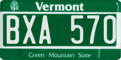 VT license plate BXA570