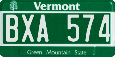 VT license plate BXA574